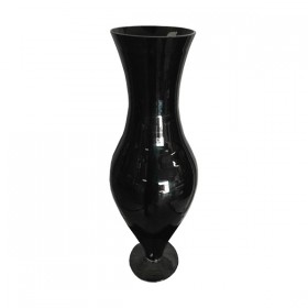 Tall Black Fluted Vase