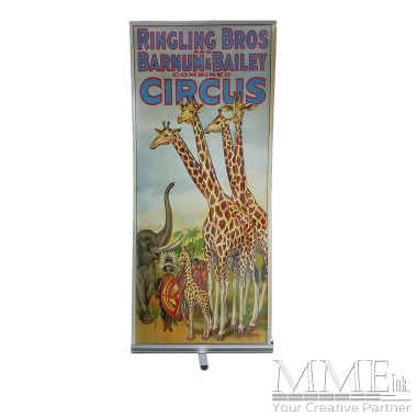 Circus Pop Up Banner with Giraffes & Elephant