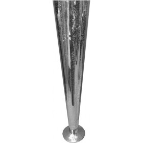 Tall Fluted Crackle Silver Vase