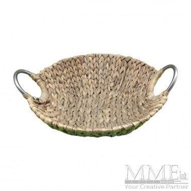 Round Weaved Basket with Metal Handles